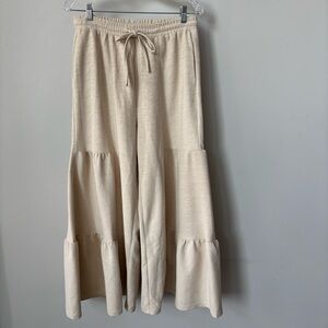 Anniewear Las Angeles Cream Wide Leg Ruffle Pants Size L